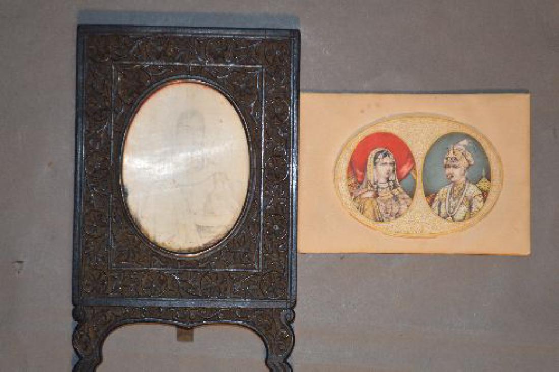 3 18TH CENTURY MIDDLE EASTERN PORTRAIT MINIATURES ON: 3 18TH CENTURY MIDDLE EASTERN PORTRAIT MINIATURES ON BONE