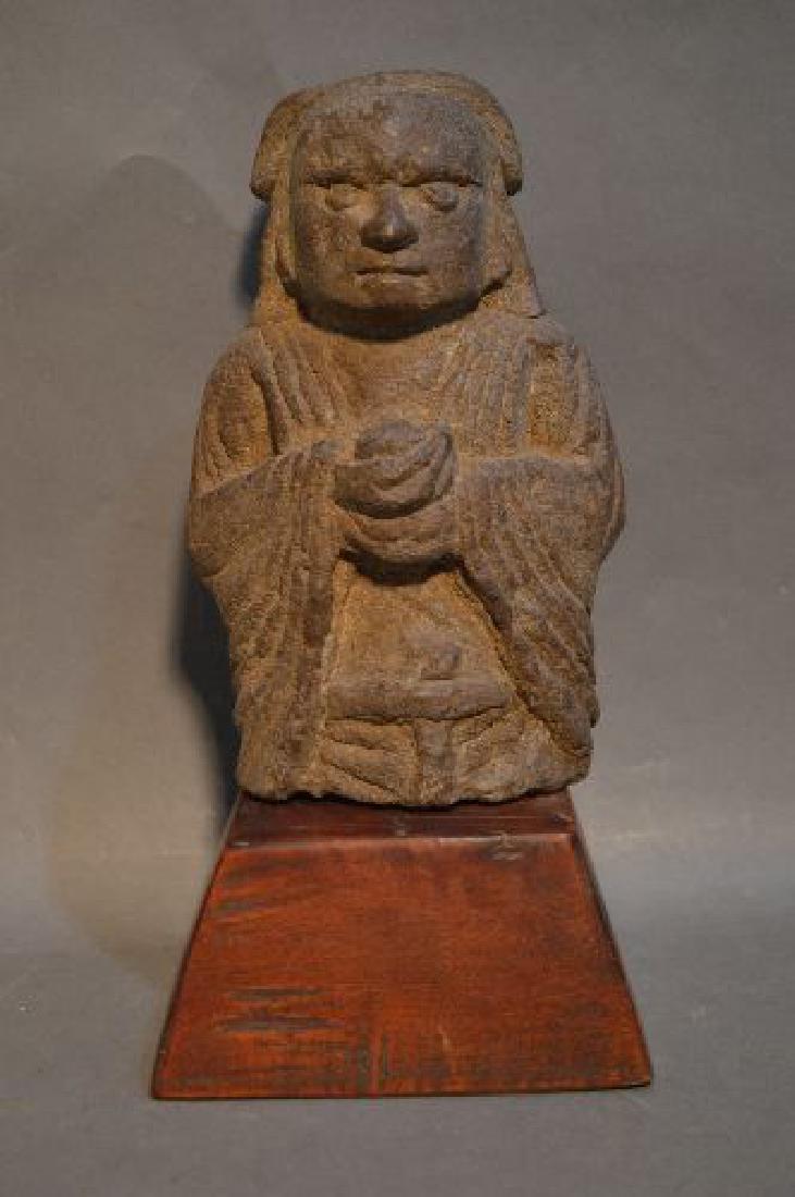 ANCIENT CARVED STONE 9" BUDDHA (3 1/2" STAND) (1 of 3)