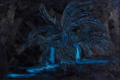 PALM TREES: Conor McCreedy (South African 1987 -) PALM TREES signed pigments, oil and enamel on canvas 71 by 107cm