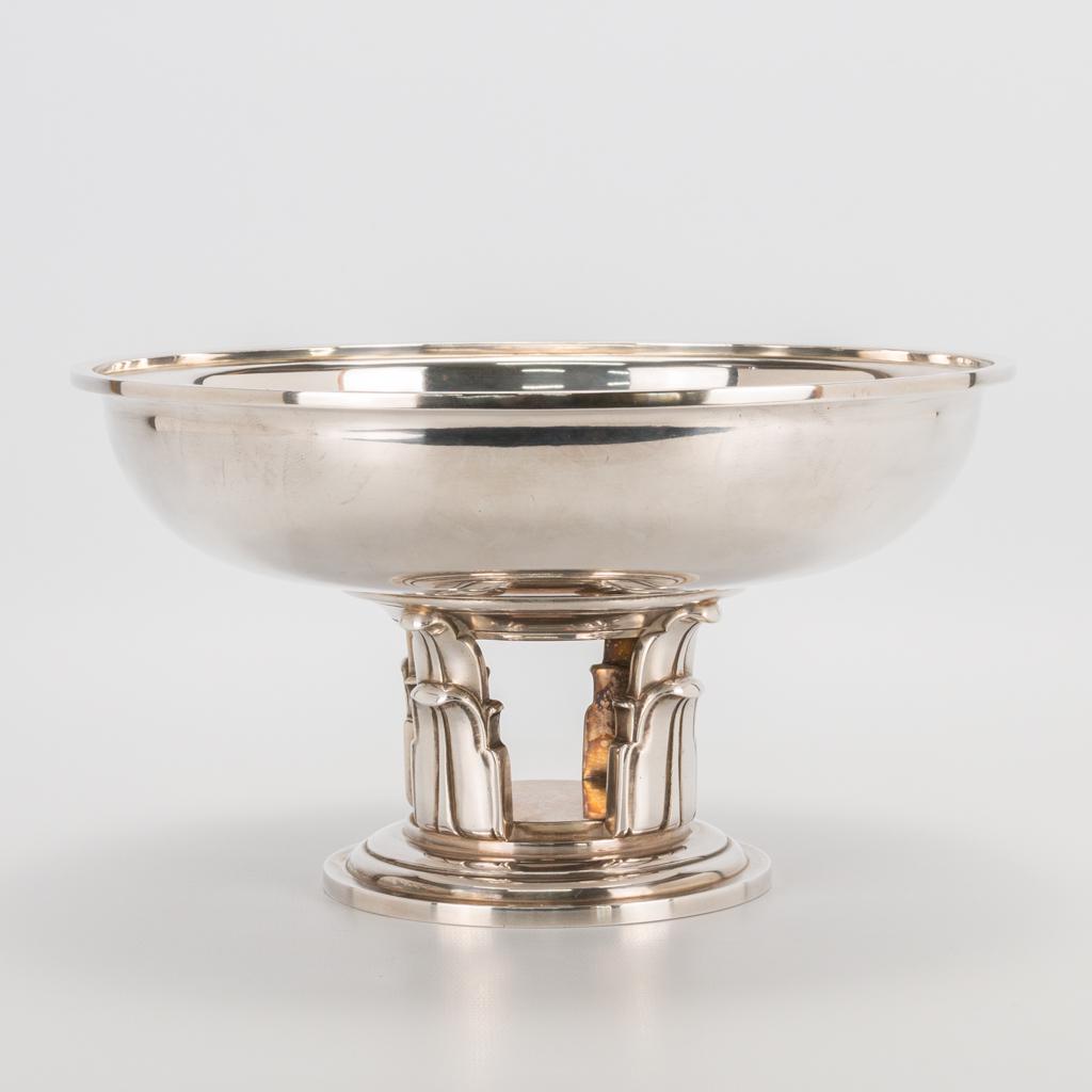 A silver plated tazza on an art deco base, marked (1 of 12)