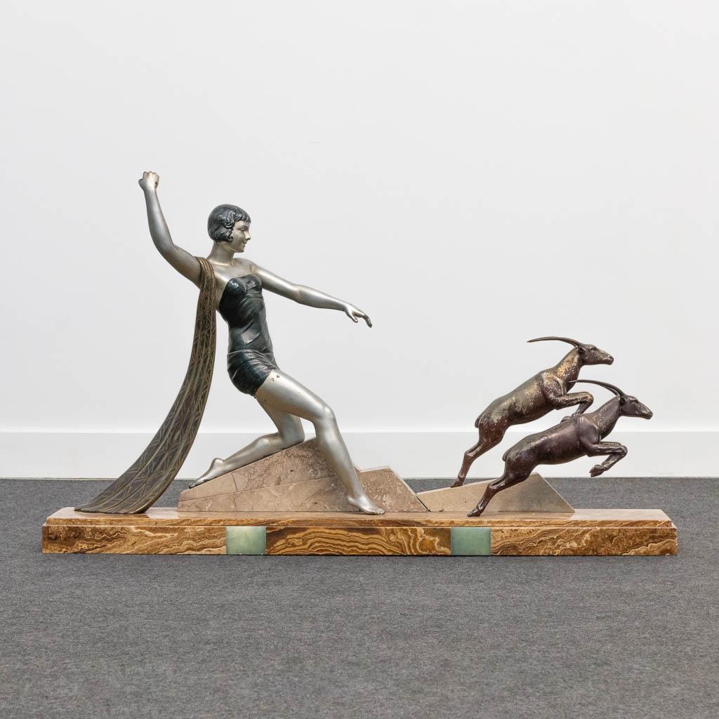 J. DAUVERGNE (XIX-XX) Diana the huntress chasing (1 of 16)