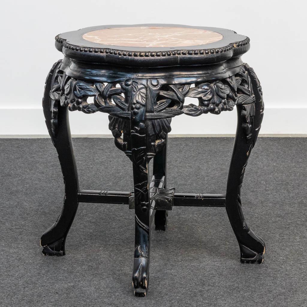 An Oriental, Chinese hardwood side table with marble (1 of 12)