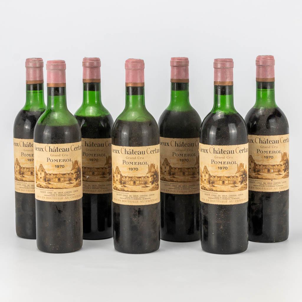 A collection of 7 bottles of Chateau Certan Pomerol: A collection of 7 bottles of Chateau Certan Pomerol 1970. (30 x 7 cm)