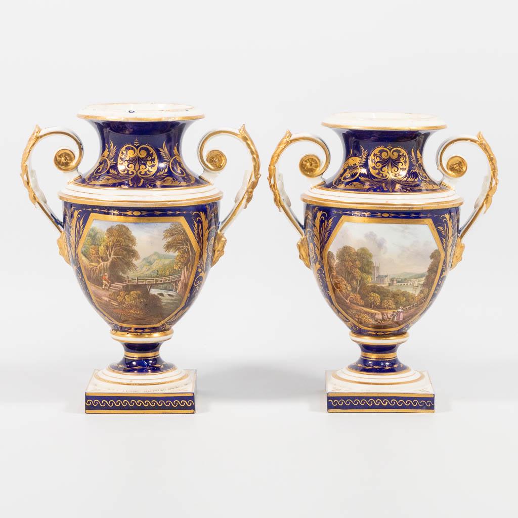 A pair of Derby English porcelain vases, with (1 of 16)