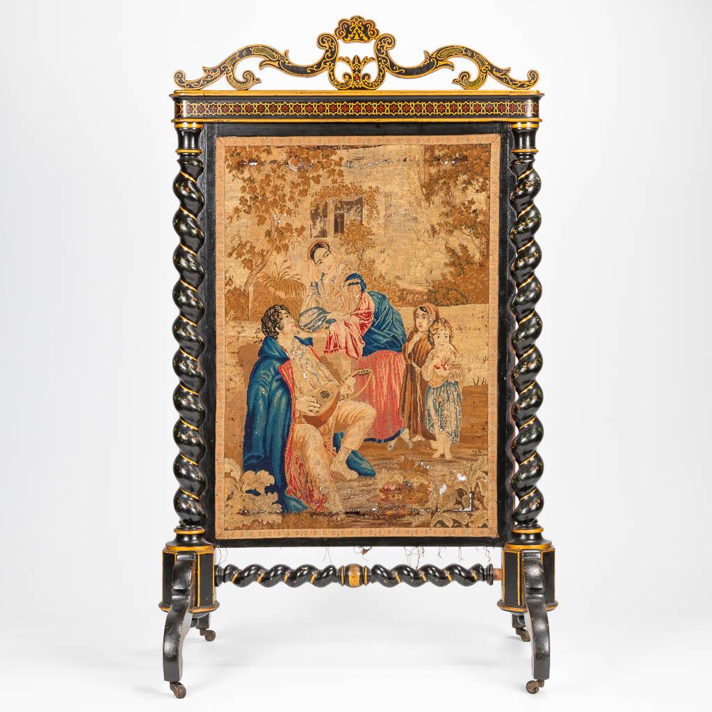 A fireplace screen made with a gobelin, napoleon 3 (1 of 19)