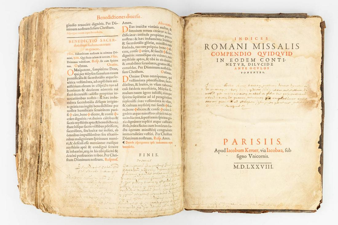 An antique 'Romani Missalis'' Pius Episcopus Servus Servorum Dei Ad Perpetuam Rei Memoriam' (23,5 x (1 of 14)