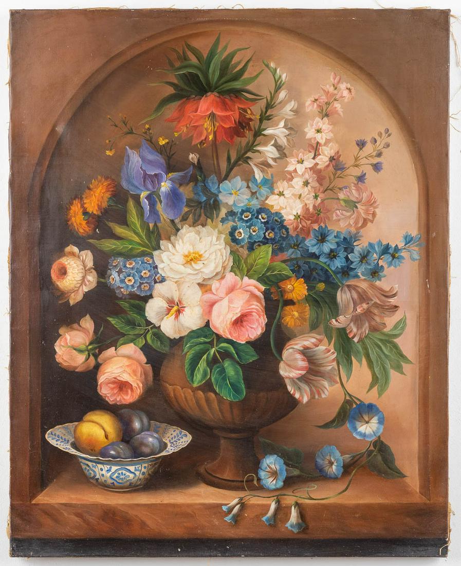 B. LAUNAY (XIX) 'Flower Vase', an antique painting, oil on canvas. 19th C. (W:66 x H:81 cm) (1 of 10)