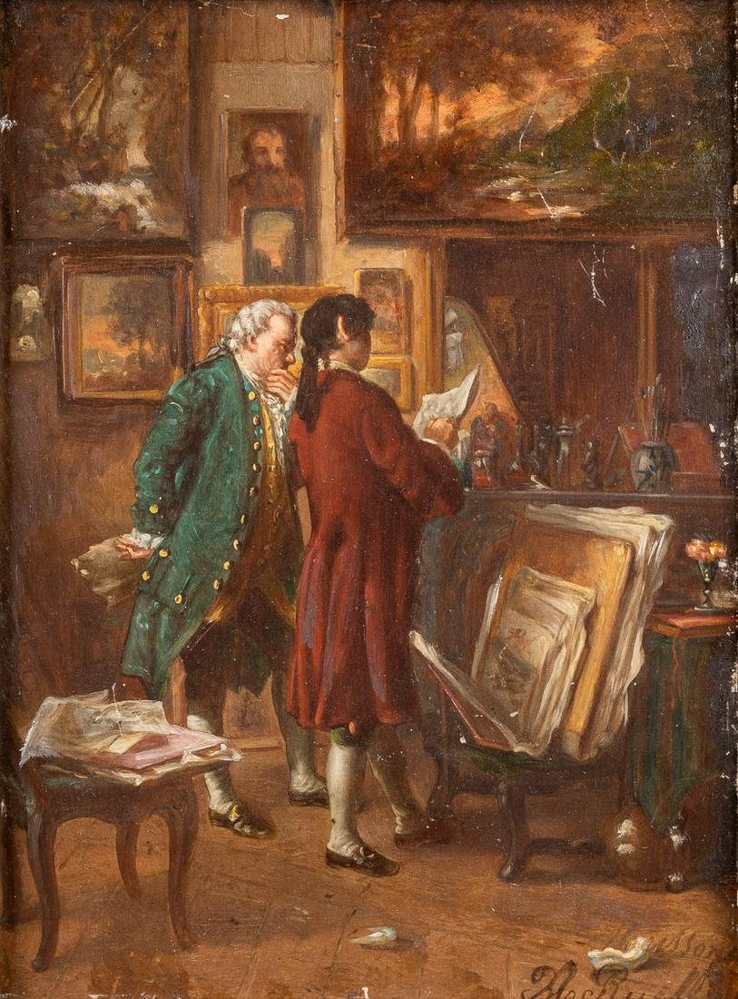 Ernest MEISSONIER (1815-1891)(after) 'Atelier De Peintre', oil on panel.  (W:23 x H:31 cm) (1 of 8)