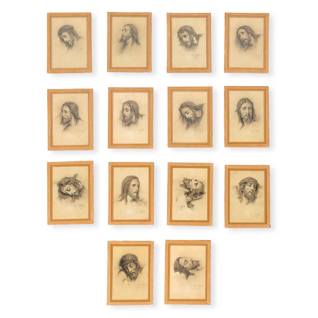 Hippolyte LAZERGES (1817-1887) 'Station of the cross, 'The Faces of Jesus Christ'. (W:13 x H:18 cm) (1 of 19)