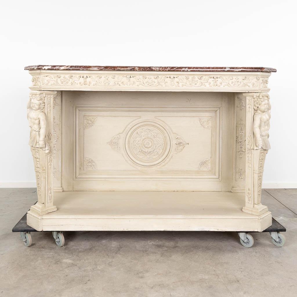An antique console table with a marble top, patinated. 18th century.  (L:66 x W:177 x H:114 cm) (1 of 16)