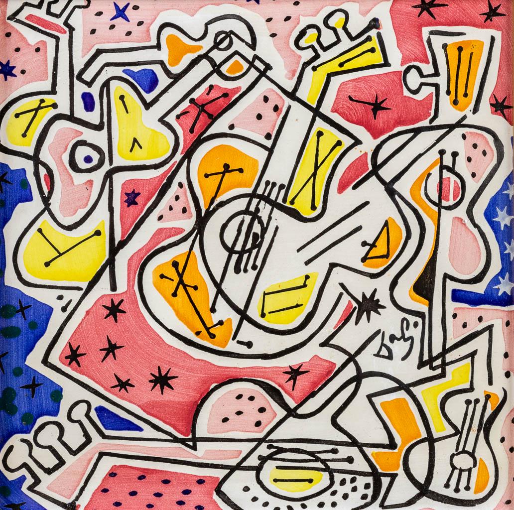 Salvador DALI (1904-1989) 'Les Guitares' a ceramic tile, limited edition 387. (W:20 x H:20 cm) (1 of 7)