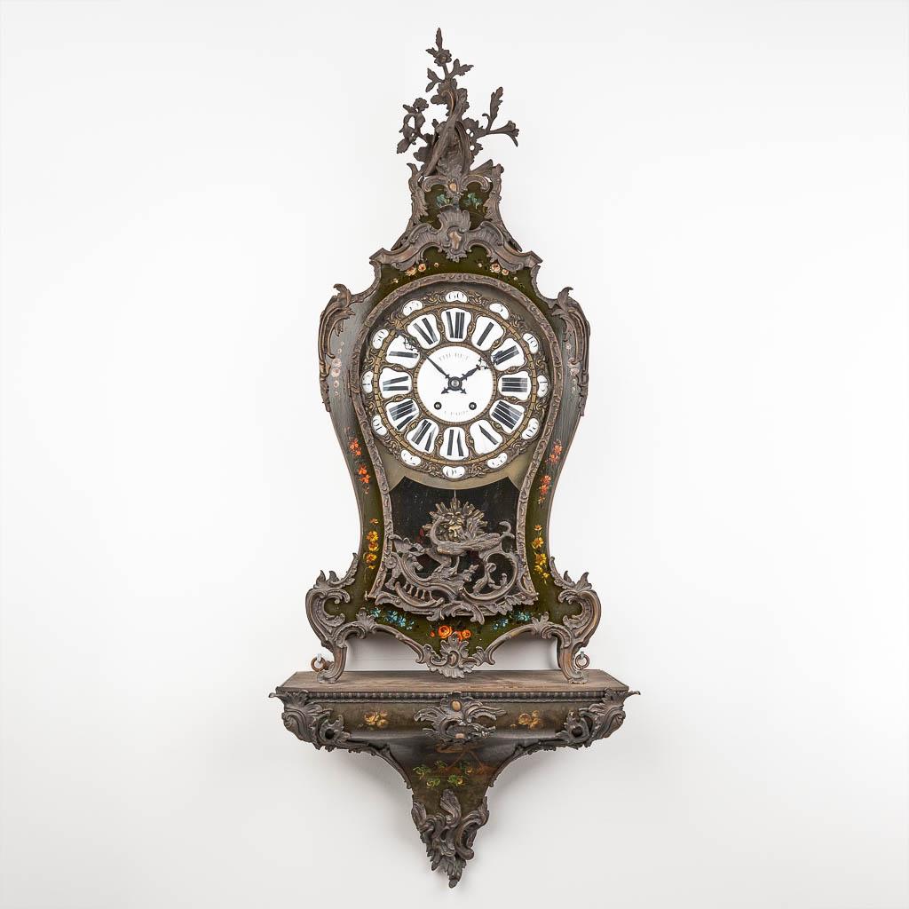 A Kartell clock on a stand, 'Thuret à Paris' with hand-painted flower decor. (L: 25 x W: 56 x (1 of 18)