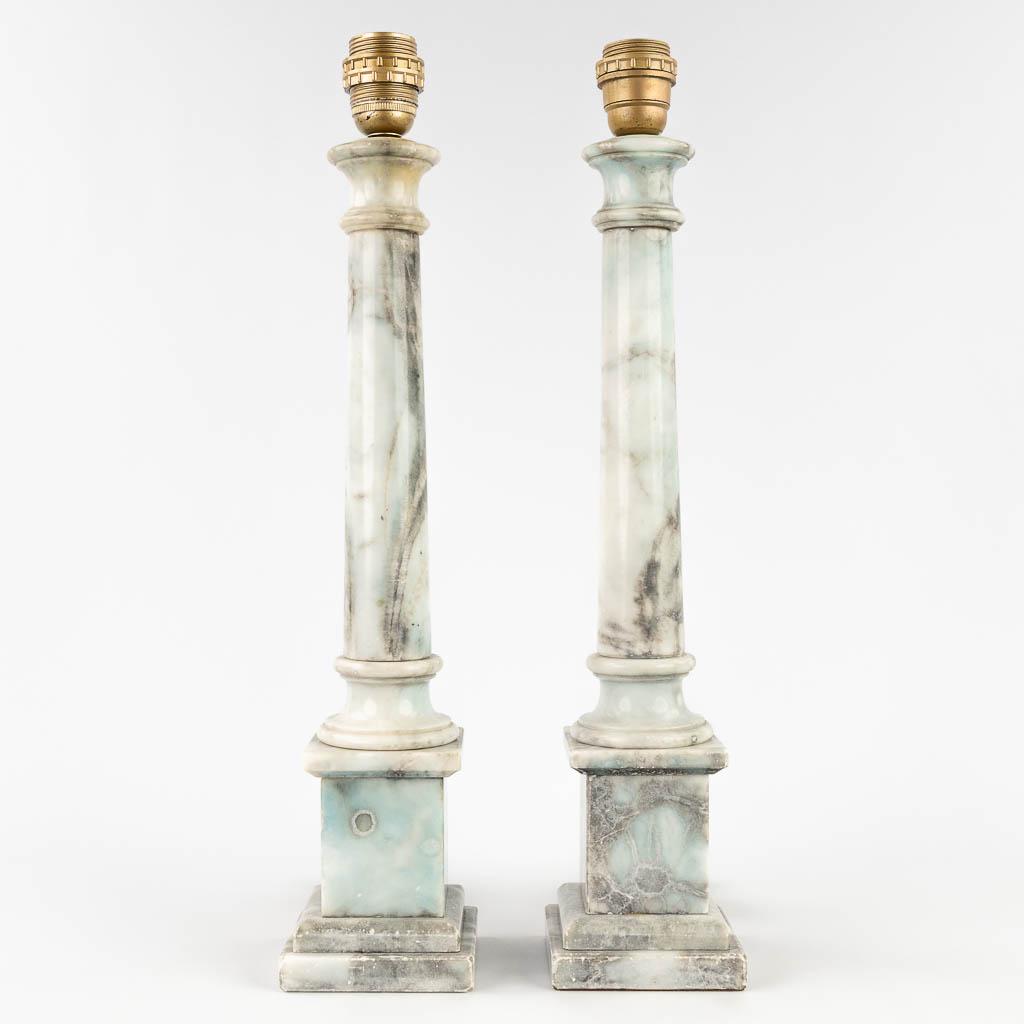 A pair of table lamps made of onyx. (H: 54 cm) (1 of 11)