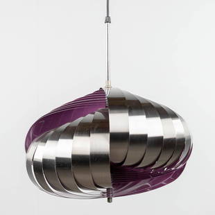 Henri MATHIEU (XX) 'Pendant light' metal, circa 1970. (W: 40 x H: 45 cm): Henri MATHIEU (XX) 'Pendant light' metal, circa 1970. Dimensions: (W: 40 x H: 45 cm)