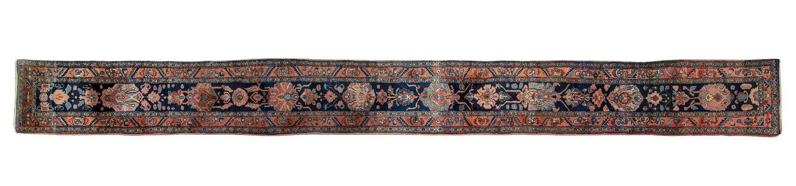 An Oriental hand-made runner. (L:73 x W:732 cm) (1 of 13)