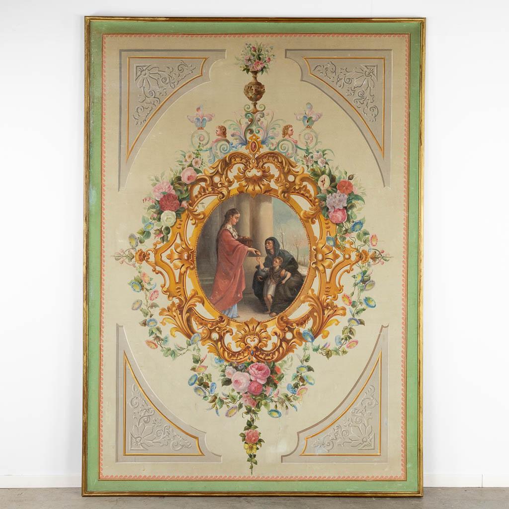 A large and decorative painting, 'Act of Mercy' oil on canvas. (W:176 x H:252 cm) (1 of 12)
