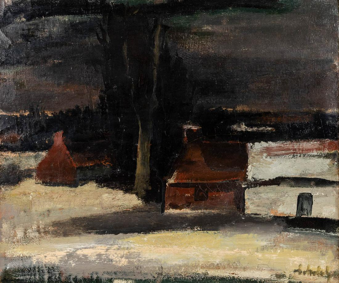Maurice SCHELCK (1906-1987) 'Landscape' oil on canvas. (W:69 x H:59 cm) (1 of 7)