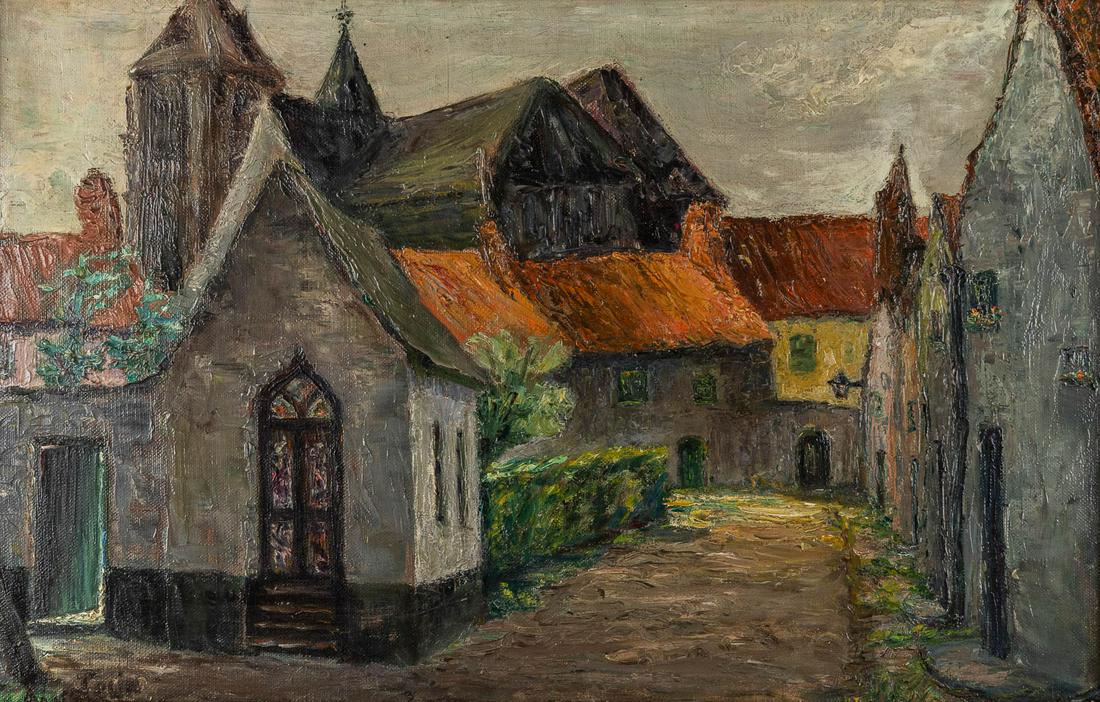 Alice COLIN (1878-1962) 'Beguinage Courtrai' oil on canvas. 1926. (W:50 x H:32 cm) (1 of 8)