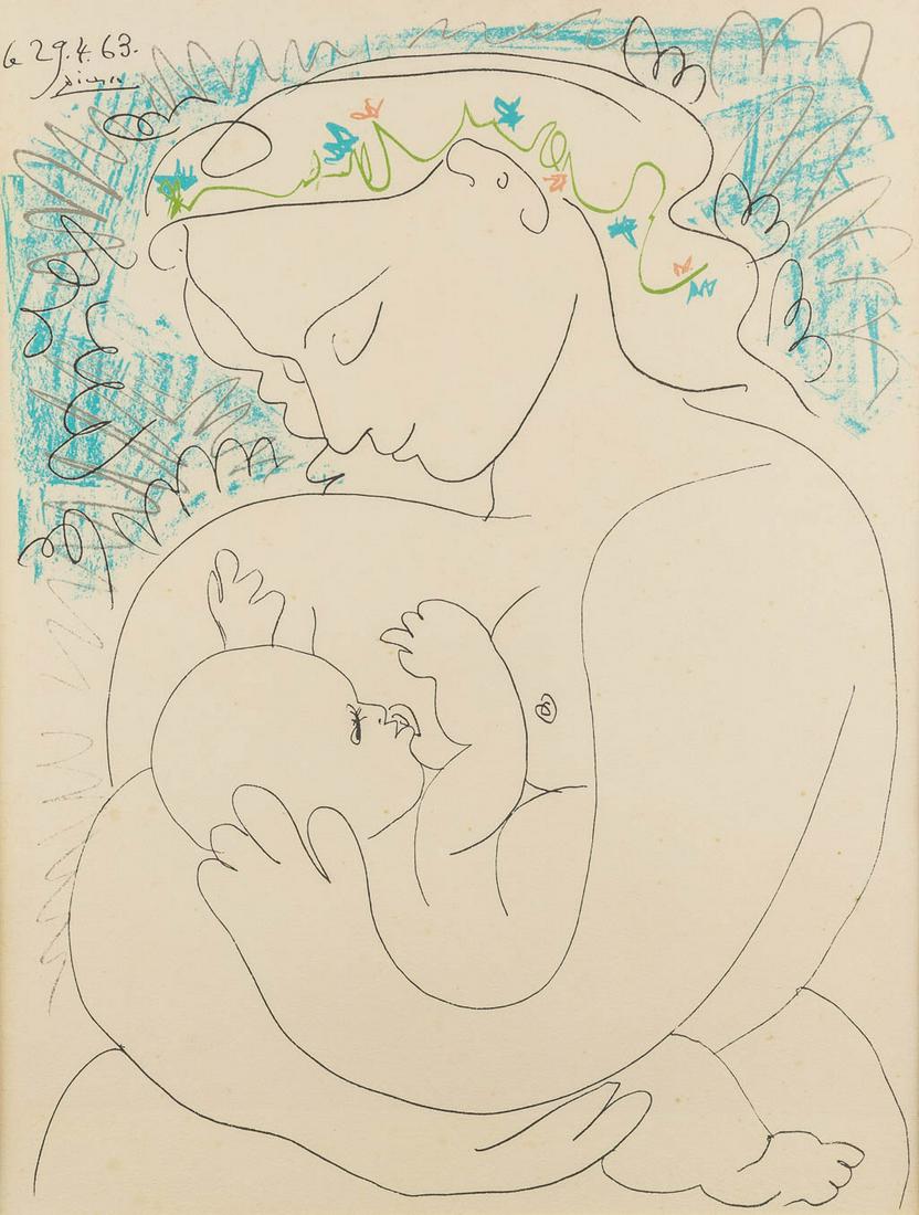 Pablo PICASSO (1881-1973) 'Mother and child' a print. (W:40 x H:51 cm) (1 of 5)