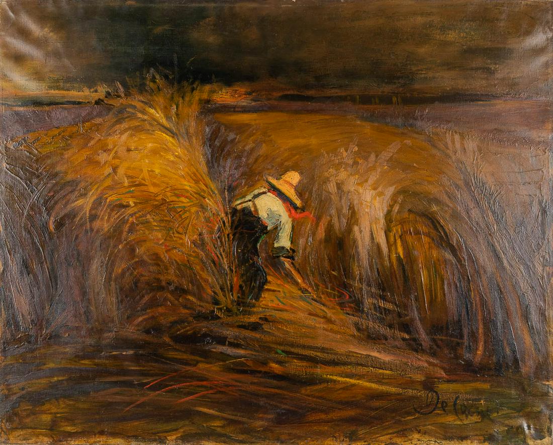 Joseph François DE COENE (1875-1950) 'The Harvest' oil on canvas. (W:100 x H:82 cm): Joseph François DE COENE (1875-1950) 'The Harvest' A painting, oil on canvas. Signed lower right. Dimensions: (W:100 x H:82 cm)