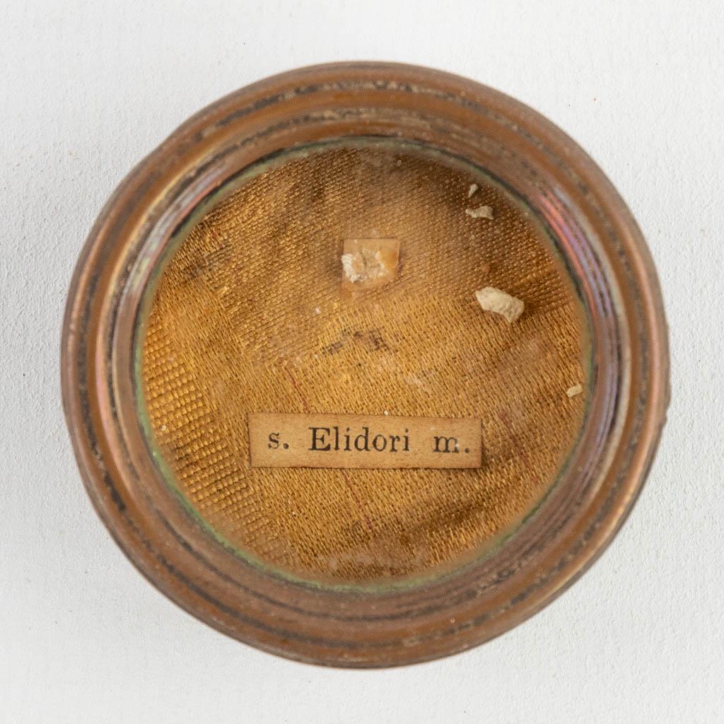 A sealed theca with a relic: Ex Ossibus Sancti Elidori Martyris (1 of 7)