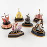 The Franklin Mint, Six porcelain music boxes with dancing figurines. 20th C. (H:12,5 cm)