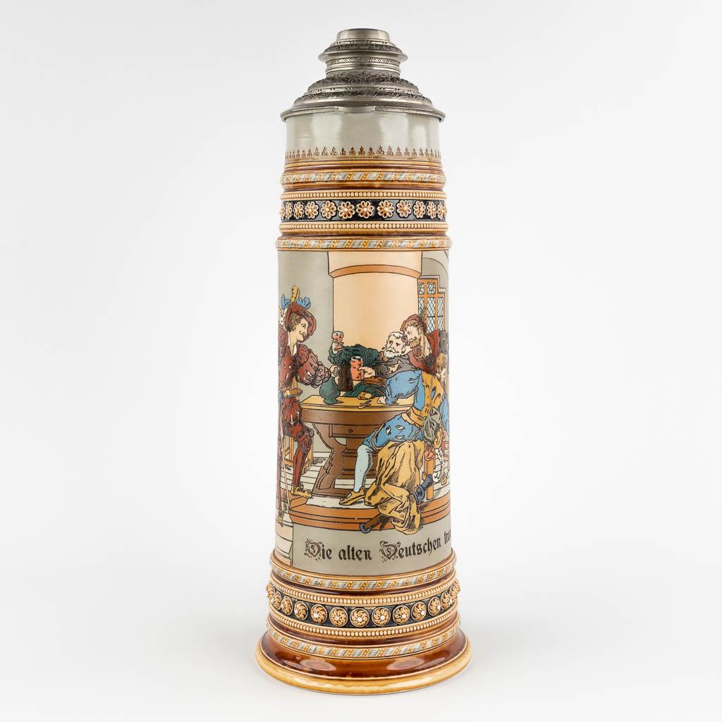 Mettlach, a large beer pitcher with polychrome decor, grÃ¨s. Germany, 20th C. (D:18 x W:21 x H:51 (1 of 18)