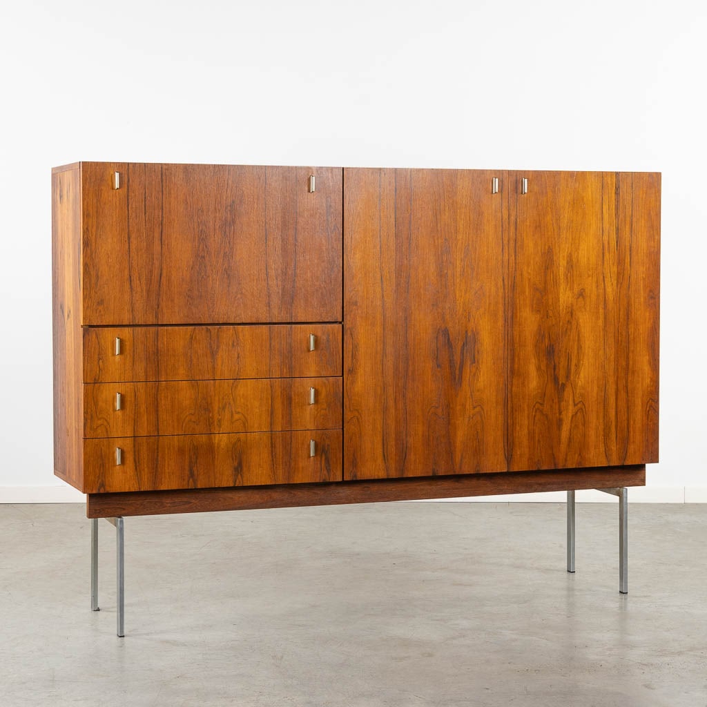 A mid-century bar cabinet, probably Hulmefa and signed 'Propos Meubelen'. Circa 1960. (L:45 x W:180 (1 of 14)