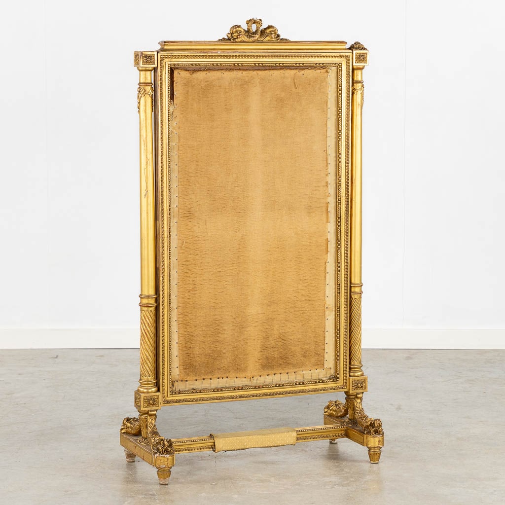 An antique fireplace screen, gilt wood in Louis XVI style. 19th C. (W:62 x H:113 cm) (1 of 10)