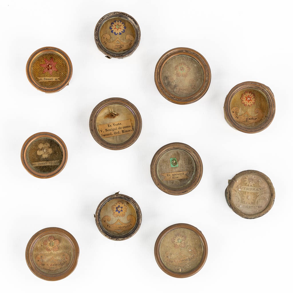 10 sealed theca with various relics. From the cave of Elijah, Agatha, Agnes, Dymphna and others. (1 of 6)