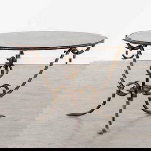 Rene Drouet ( 1899 – 1993 ) Round Glass Topped Table Rene Drouet ( 1899 – 1993 ) Round Glass Topped Table