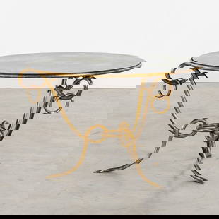 Rene Drouet ( 1899 – 1993 ) Round Glass Topped Table Rene Drouet ( 1899 – 1993 ) Round Glass Topped Table