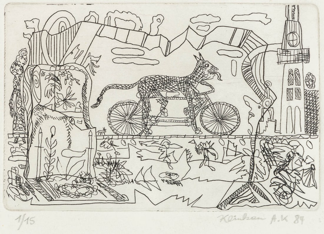 Alfred KLINKAN (1950-1994) 'Untitled' an etching. 1/15. 1984. (W:15 x H:9,9 cm): Alfred KLINKAN (1950-1994) 'Untitled' an etching. 1/15. 1984. Dimensions: (W:15 x H:9,9 cm)