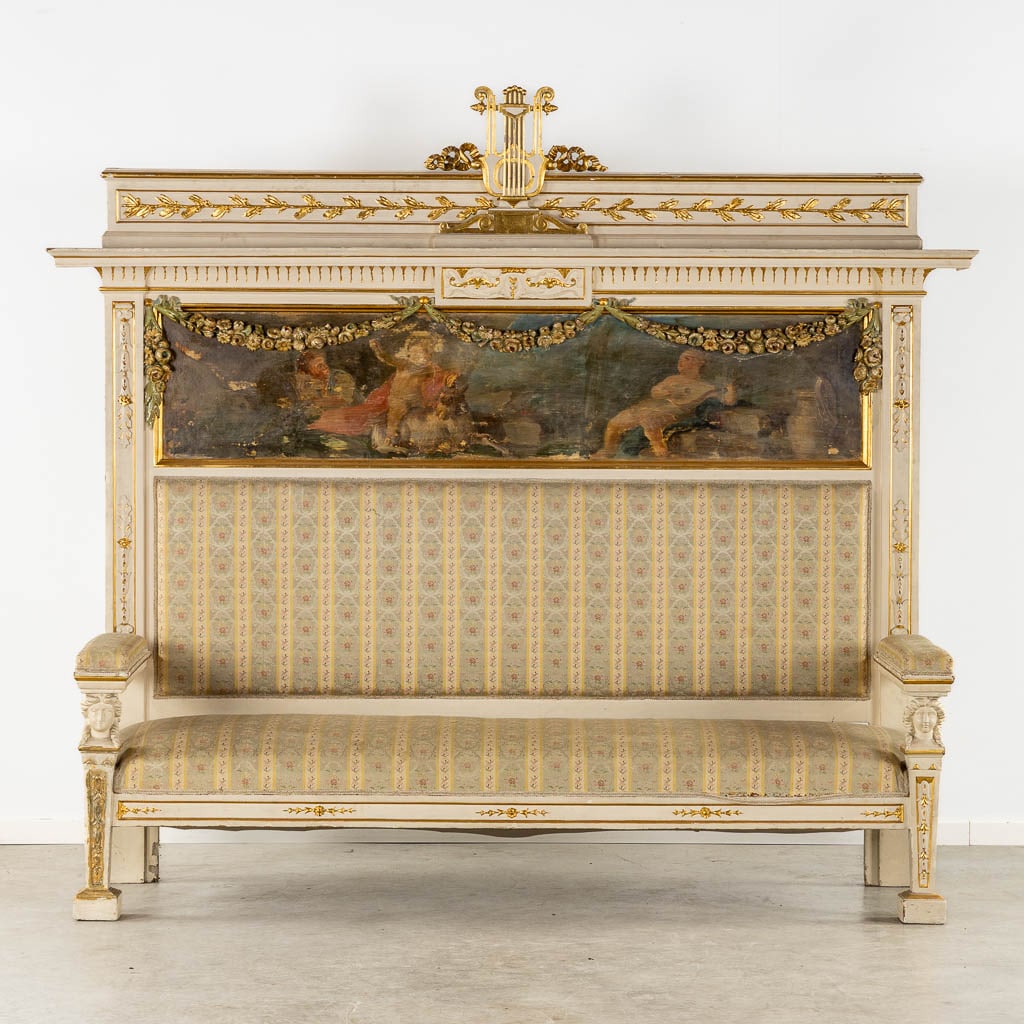 A hall bench, Empire style. Italy, the circa 1920. (L:68 x W:235 x H:206 cm) (1 of 10)