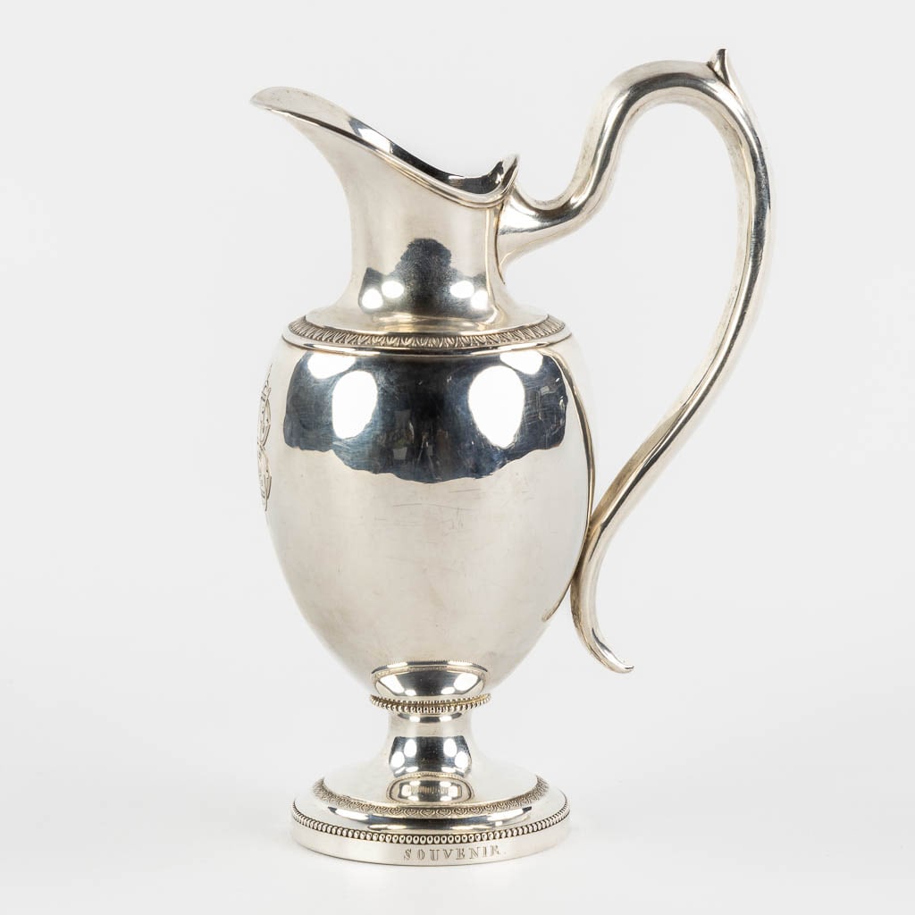 Carolus De Pape (1763-1840) 'Pitcher' silver, Bruges, Belgium, circa 1832 and 1840. (L:8 x W:13 x: Carolus De Pape (1763-1840) 'Pitcher' silver, Belgium, circa 1832 and 1840. Silver in an Empire style. Marked on the base 'Souvenir' Marked with the maker's mark for Carolus De Pap