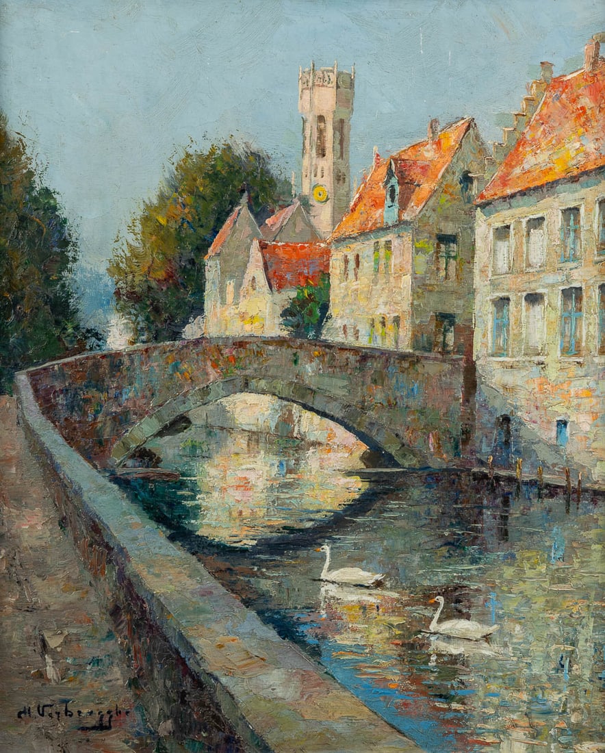 Charles VERBRUGGHE (1877-1974) 'Paardbrug van Brugge'. (W:38 x H:46,5 cm) (1 of 7)