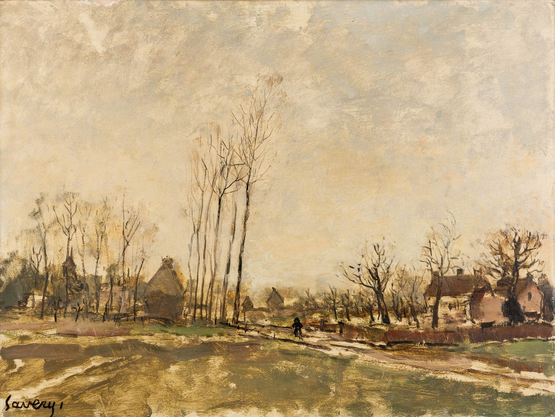 Albert SAVERYS (1886-1964) 'Landscape'. (W:80 x H:60 cm): Albert SAVERYS (1886-1964) 'Landscape' Oil on panel. Signed lower right. Dutch Description: Albert SAVERYS (1886-1964) 'Landschap' Olie op paneel. Getekend links onderaan.