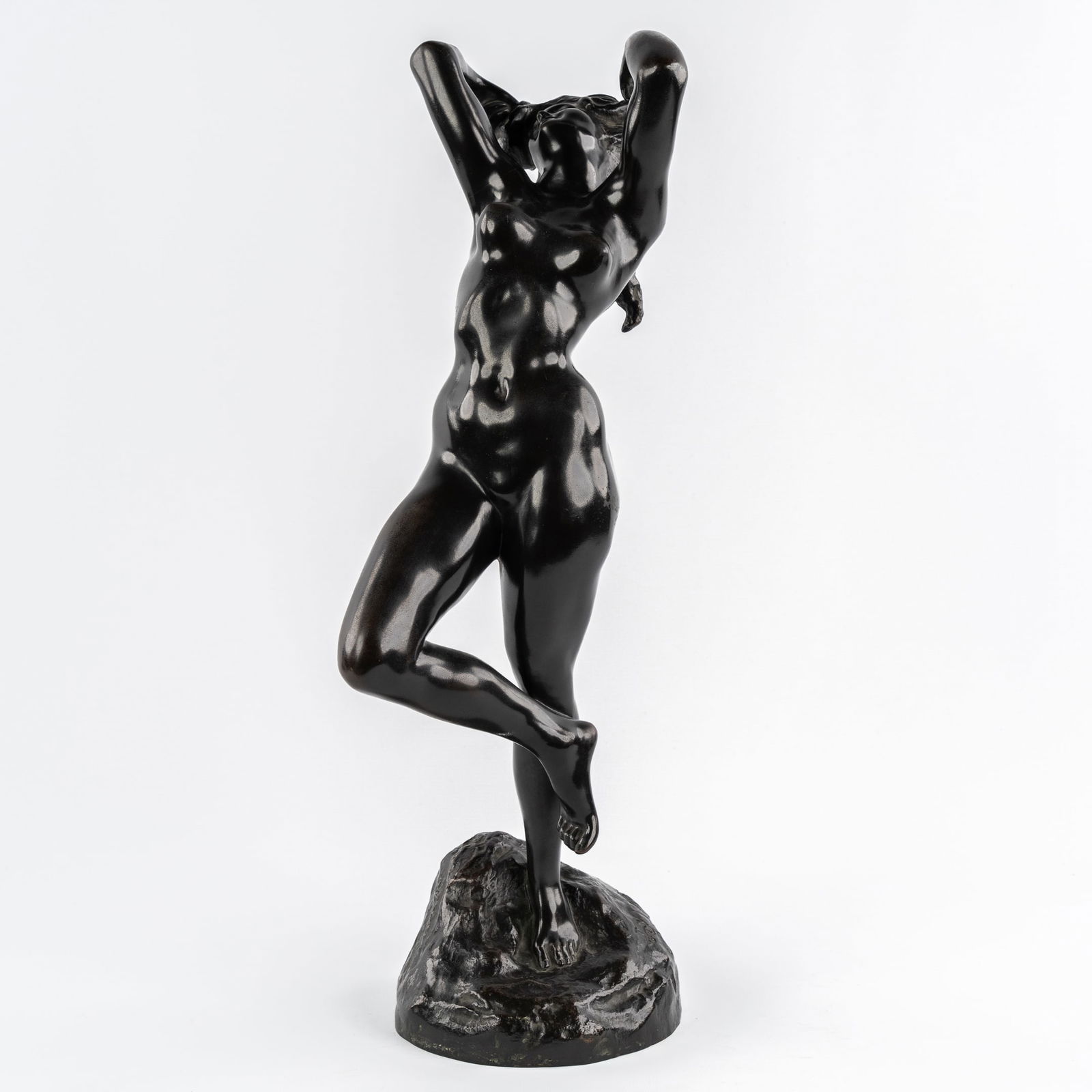Jef Lambeaux (1852-1908) 'Nude Dancer'.: Jef LAMBEAUX (1852-1908) 'Nude Dancer'., Patinated bronze. , Foundry mark: 