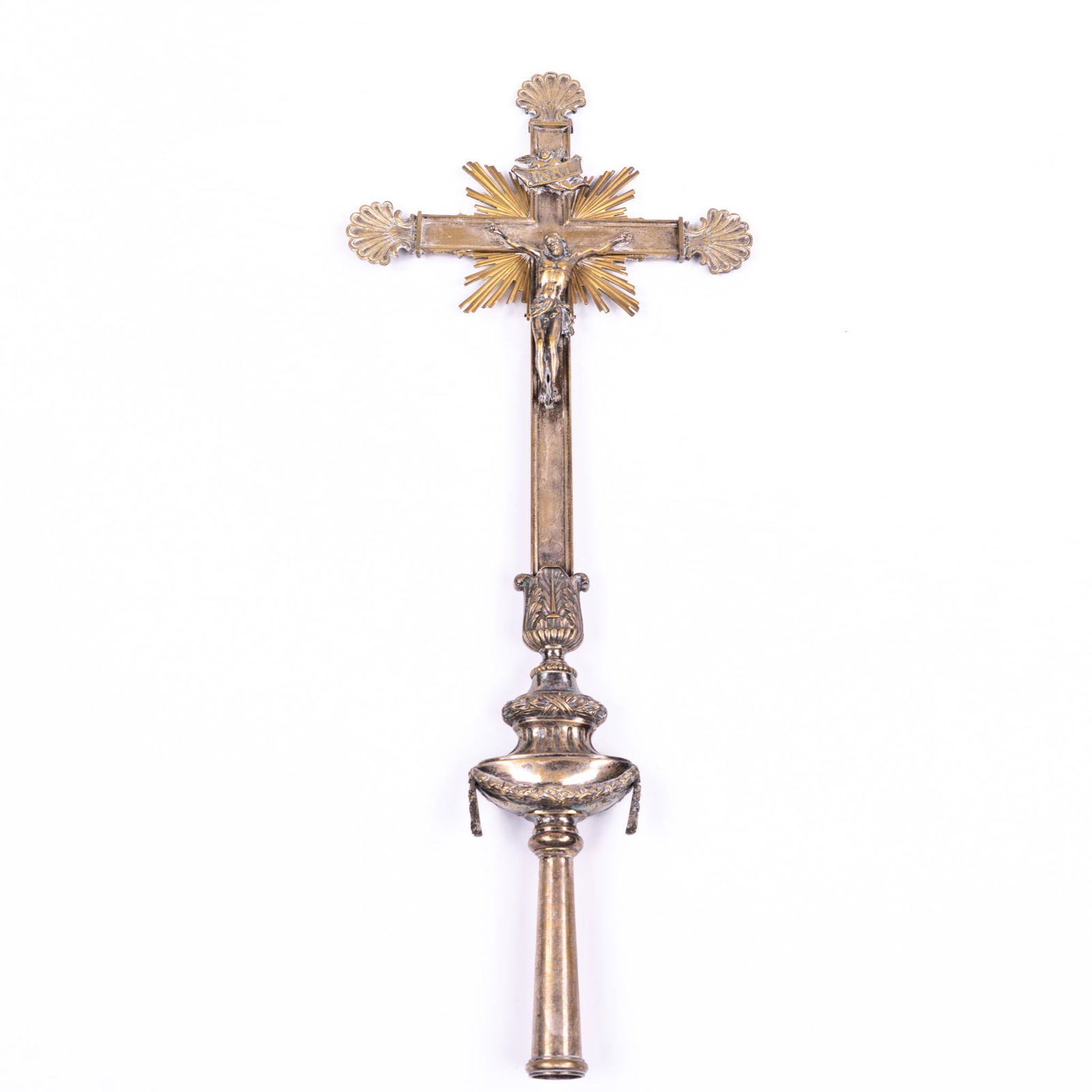 A procession crucifix with Corpus Christi. Silver-Plated Bronze. (1 of 5)