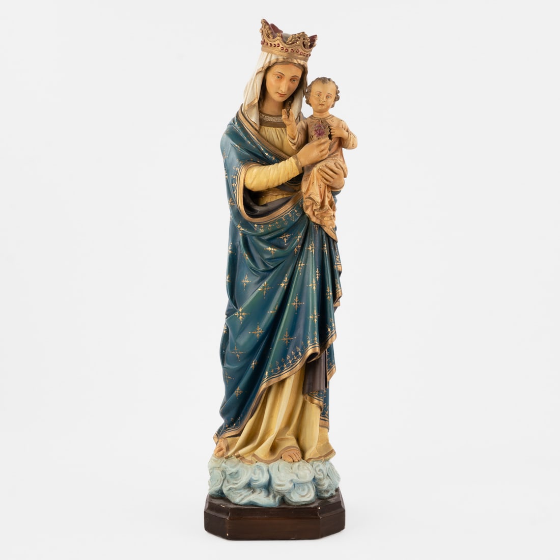 Crowned Madonna with Child, A Patinated Plaster Statue. (1 of 7)