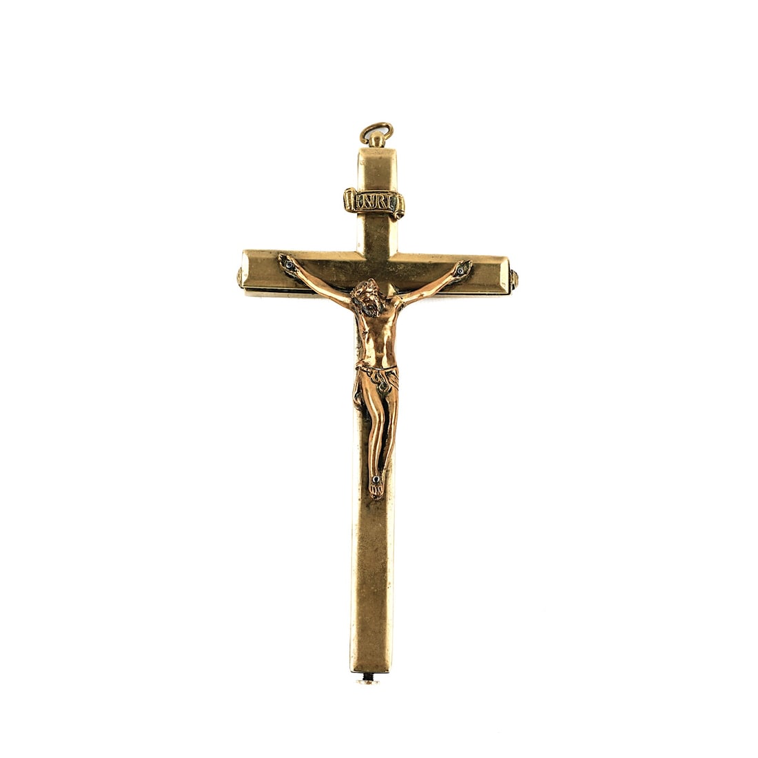 An antique pendant and reliquary cross, with a Corpus Christi and 17 relics. 19th C. (1 of 9)