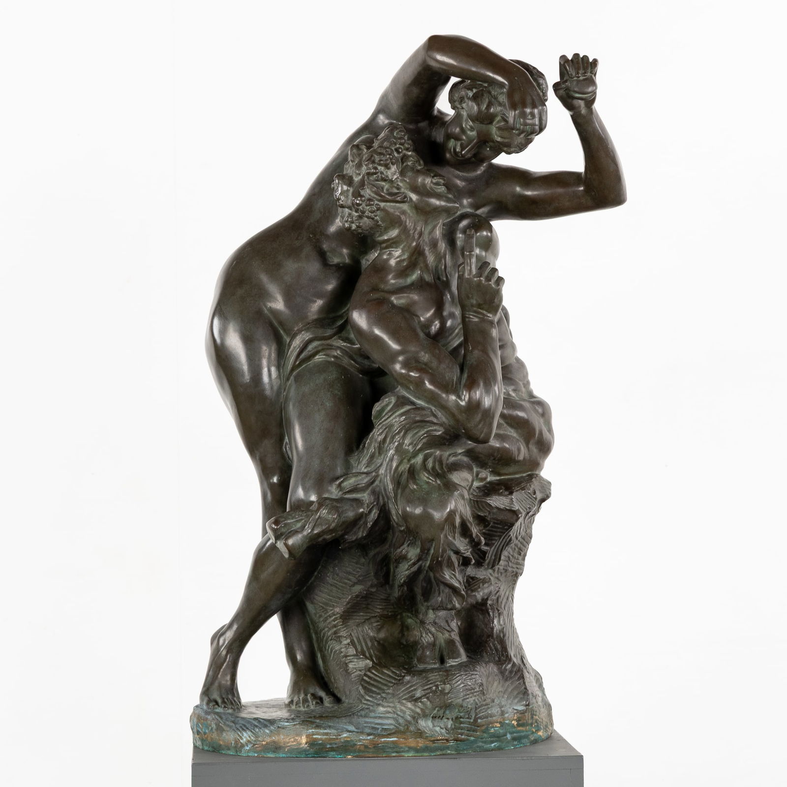 Jef Lambeaux (1852-1908) 'La Folle Chanson': Jef Lambeaux (1852-1908) 'La Folle Chanson' An exceptional bronze. Patinated bronze. Signed Jef Lambeaux. Foundry stamp 'Usines Vojave, Bruxelles' Satyr, Nymph, Putto