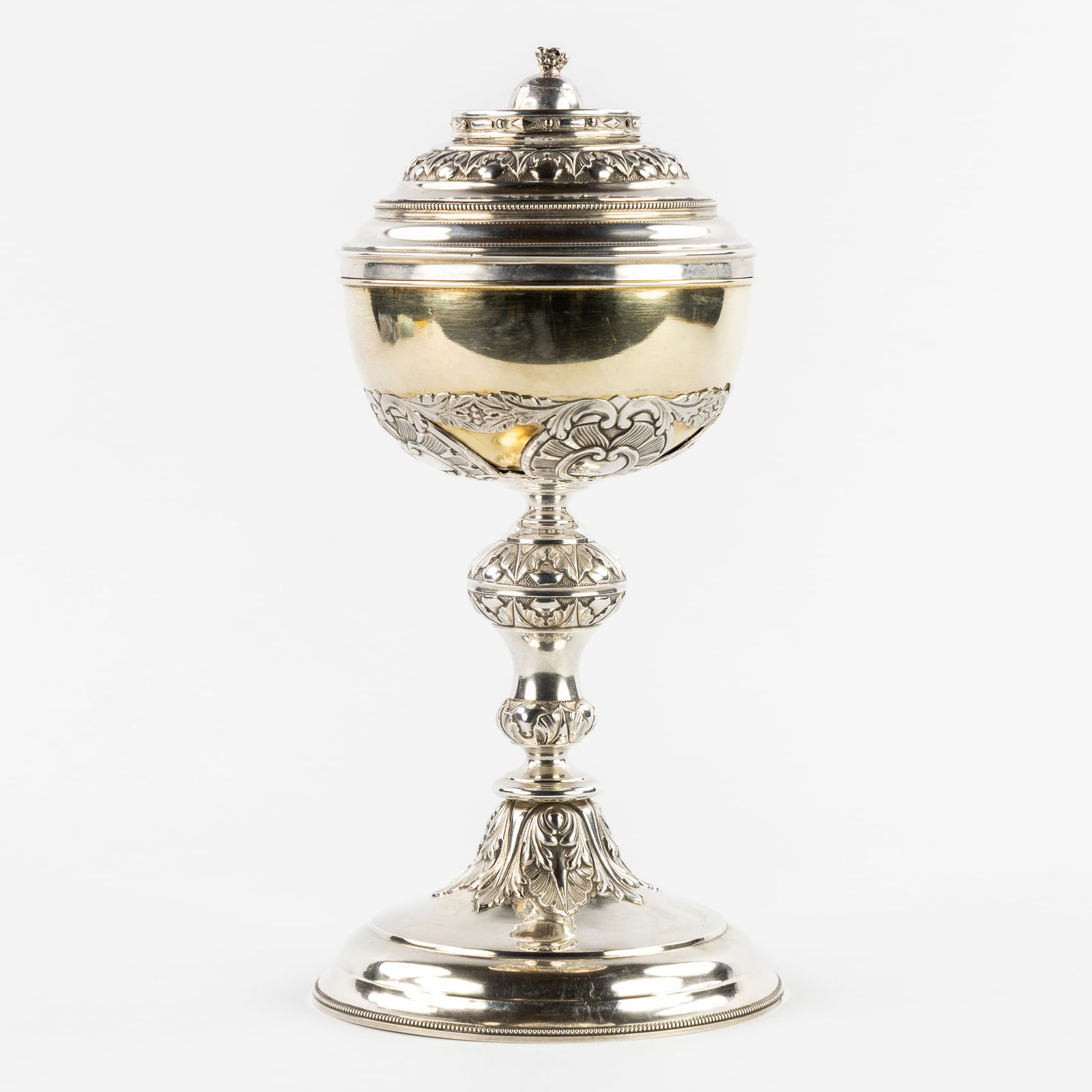Henricus De Curte (act. 1848-1868) Ghent, A Silver Ciboria with Gilded Cuppa, Baroque Revival. (1 of 9)
