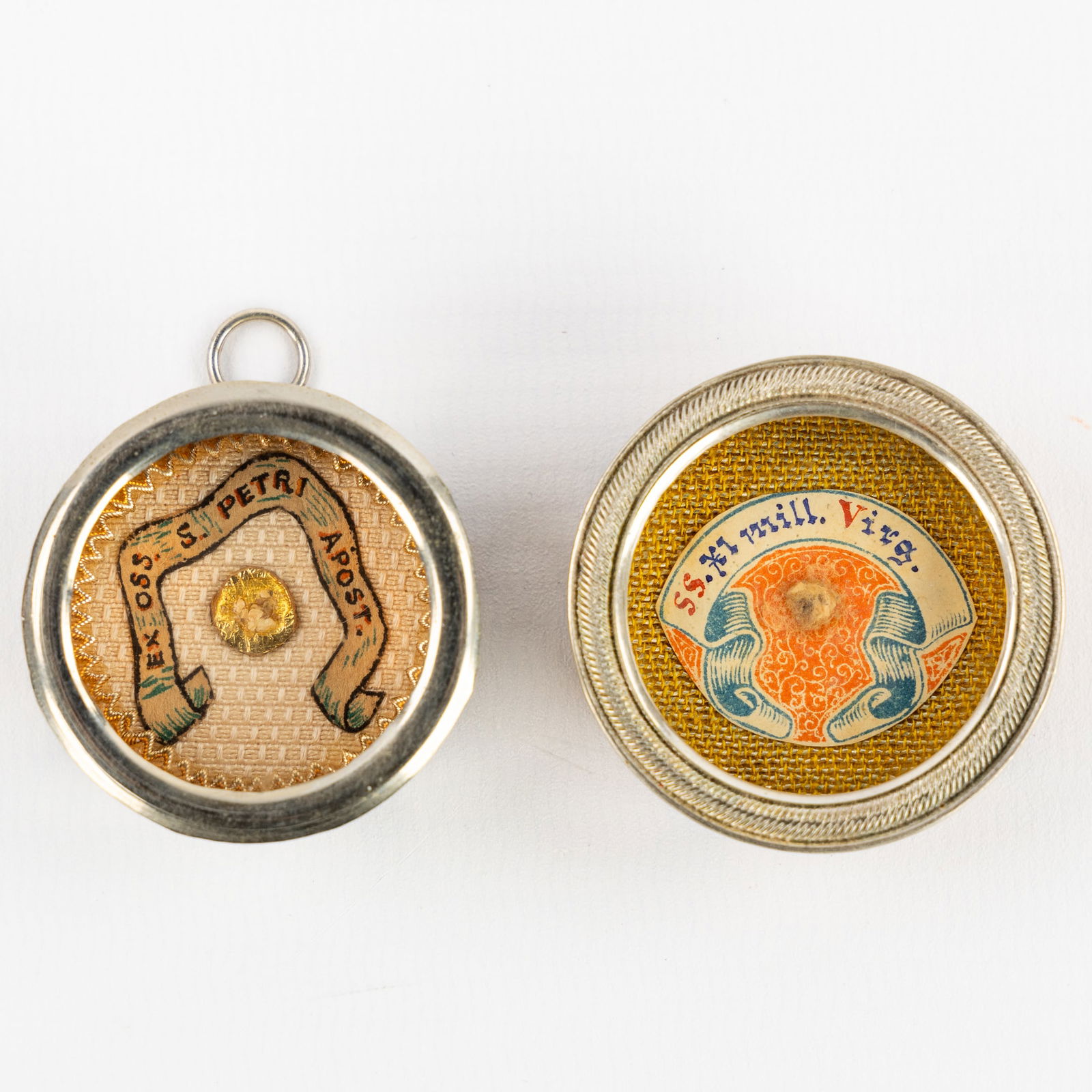 Two sealed theca with relics for Saint Peter, Apostle, XI thousand Virgins, including the COA. (1 of 3)