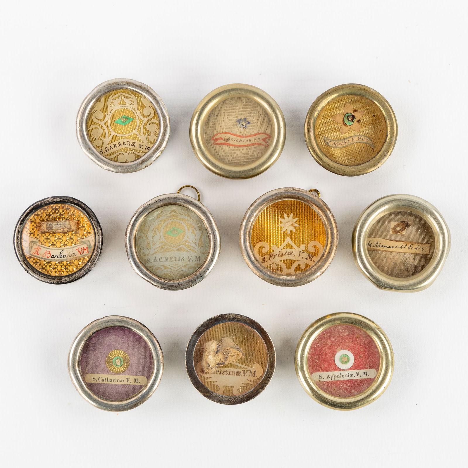 Ten sealed theca with relics for Virgins and Martyrs. (1 of 2)