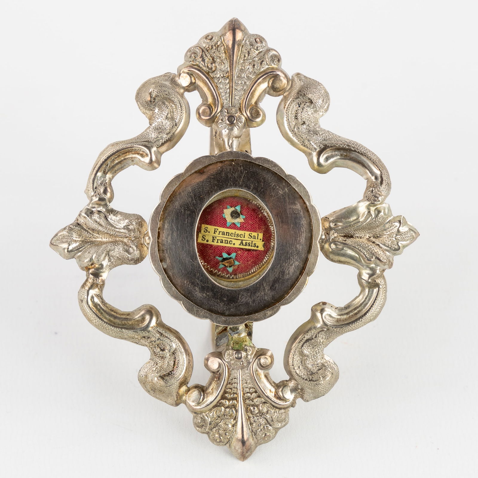 A silver reliquary shrine with a theca and two relics: 'Saint Francis of Sales, Saint Francis of (1 of 3)