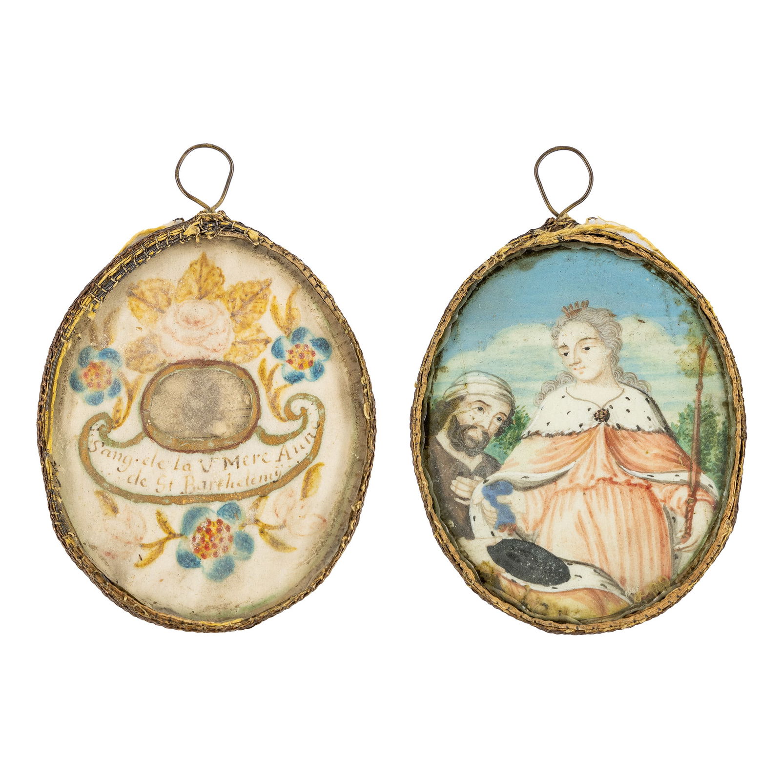 An antique pendant with a relic of Anne of St. Bartholomew, a miniature painting. 18th C. (1 of 3)