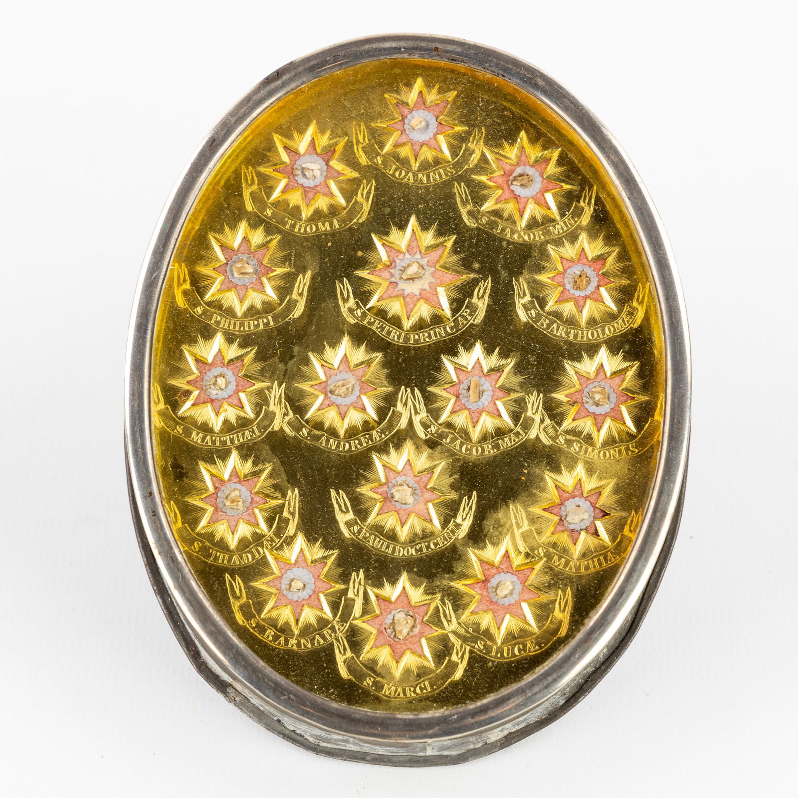 A large sealed theca with relics for the Apostles and Evanglists, including the COA. (1 of 3)