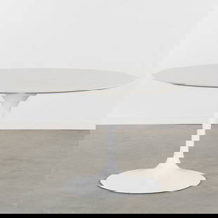 Eero Saarinen (1910-1961) 'Tulip Table' for Knoll: Eero Saarinen (1910-1961) 'Tulip Table' for Knoll Arabescato marble on a white patinated aluminium base. Signed Knoll. Circa 2000 Dimensions:(W:136 x H:72 cm)