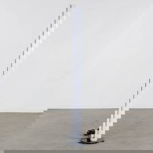 Gianfranco Frattini (1926-2004) Megaron Floor Lamp, for Artemide, Italy. 1979: Gianfranco Frattini (1926-2004) Megaron Floor Lamp, for Artemide, Italy. 1979 Stainless steel and enamelled aluminium.Design by Gianfranco Frattini, 1979, for Artemide, Italy.Marked on the bottom. 
